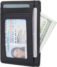 img 2 attached to LinsCraft Crosshatch Leather Black Men's Accessories: Stylish Wallets, Card Cases & Money Organizers