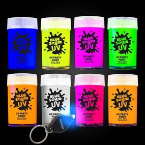 img 4 attached to 🎨 Blue Squid UV Glow in The Dark Paint for Face & Body - Fluorescent Neon Colors, Set of 8 Face Paints + Free Ultraviolet Flashlight | Vibrant Glow Makeup for Festivals & Blacklight Parties