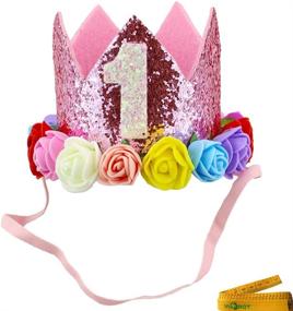 img 3 attached to 👑 Wiz BBQT 2 Pcs Adorable Crown Shaped Cat Dog Pet 1 Year Birthday Headband and Pink Star Hair Accessories for Dogs Cats Pets