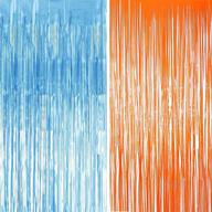 🎉 blippi birthday party supplies – 2-pack foil metallic fringe curtains in blue and orange for party decorations – curtain backdrop for 3, 4, and 5-year-old boys and girls logo
