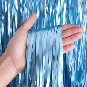 img 1 attached to 🎉 Blippi Birthday Party Supplies – 2-Pack Foil Metallic Fringe Curtains in Blue and Orange for Party Decorations – Curtain Backdrop for 3, 4, and 5-Year-Old Boys and Girls
