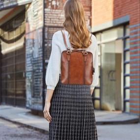 img 3 attached to 🎒 Stylish Banuce Brown Leather Convertible Backpack Purse for Women - Fashionable Shoulder Bags