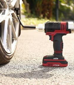 img 2 attached to 🔴 Cordless Tire Inflators Air Compressor Portable 20V, Oasser Car Tire Pump with Rechargeable 5-2000mAh Battery, USB Cable for Car Bike Motorcycle Tires, Balloon, Basketball, and Swimming Rings (Red)