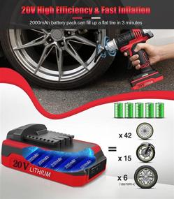img 3 attached to 🔴 Cordless Tire Inflators Air Compressor Portable 20V, Oasser Car Tire Pump with Rechargeable 5-2000mAh Battery, USB Cable for Car Bike Motorcycle Tires, Balloon, Basketball, and Swimming Rings (Red)