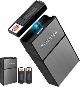 img 4 attached to 🔥 X-Lighter Cigarette Case: 20pcs Capacity, 2 Removable USB Plasma Lighter, Windproof, Moisture Proof & Scratch Resistant