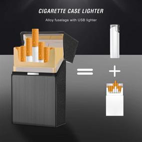 img 2 attached to 🔥 X-Lighter Cigarette Case: 20pcs Capacity, 2 Removable USB Plasma Lighter, Windproof, Moisture Proof & Scratch Resistant