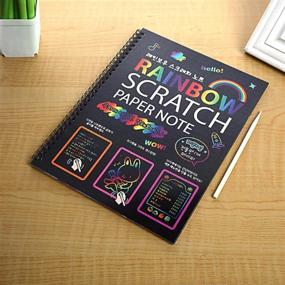 img 2 attached to 🌈 Vibrant Rainbow Scratch Art Books and Paper for Kids: Perfect Children's Colored Scratch Art Notebooks with Wooden Pen – Best Gift