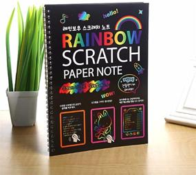 img 3 attached to 🌈 Яркие радужные книги и бумага для детей по технике "скретч-арт": идеальные детские цветные блокноты из скребка с деревянной ручкой - лучший подарок.