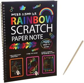 img 4 attached to 🌈 Vibrant Rainbow Scratch Art Books and Paper for Kids: Perfect Children's Colored Scratch Art Notebooks with Wooden Pen – Best Gift