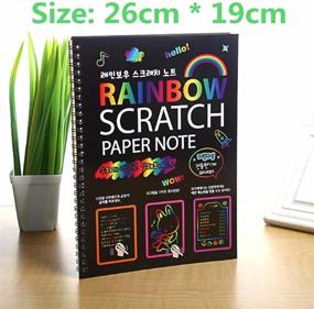 img 1 attached to 🌈 Vibrant Rainbow Scratch Art Books and Paper for Kids: Perfect Children's Colored Scratch Art Notebooks with Wooden Pen – Best Gift