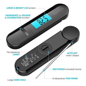 img 2 attached to 🌡️ Digital Meat Thermometer, Instant Read Food Thermometer, IP67 Waterproof with Backlight and Magnet for Kitchen Cooking, Grilling, BBQ, Baking, Liquids, Oil