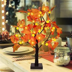 img 2 attached to Autumn Harvest Decor: Fall Lighted Maple Tree with 24 LED Pumpkin Lights – Perfect for Halloween and Thanksgiving! Battery Operated Indoor and Outdoor Table Tree for Home, Wedding, Party, and Gifts