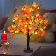 autumn harvest decor: fall lighted maple tree with 24 led pumpkin lights – perfect for halloween and thanksgiving! battery operated indoor and outdoor table tree for home, wedding, party, and gifts logo