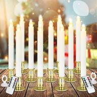 🕯️ maiago 12 pack flameless christmas window candles | led candle lights with remote timer function | battery operated flickering candles | removable holders & suction cups included логотип