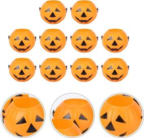 img 2 attached to 🎃 LUOEM 10pcs Halloween Pumpkin Candy Bucket - Portable Trick or Treat Bags for Party Favors - 3.34 x 2.16 x 1.77 Inch (Orange)