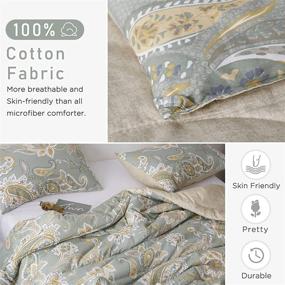 img 2 attached to ATsense Paisley Comforter Set Queen, All Season 3-Piece 100% Cotton Fabric, Soft Microfiber Filled Bedding, Lightweight Reversible Duvet Insert in Sage Green from MEZY