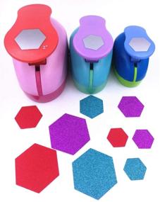 img 3 attached to 🔲 TECH-P Set of 3PCS Craft Punch Set for Arts Crafts Projects and Scrapbooking – Hexagon Paper Punch Tool for Cards, Garland & Decorations