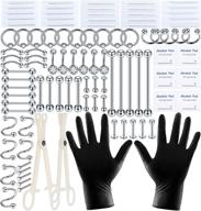 🔒 aumeo stainless steel piercing jewelry kit: 75-100pcs nose rings, lip & tongue piercings, tragus cartilage helix daith eyebrow nipple belly rings - 14g 16g 20g - piercing tools included logo