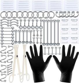 img 4 attached to 🔒 Aumeo Stainless Steel Piercing Jewelry Kit: 75-100PCS Nose Rings, Lip & Tongue Piercings, Tragus Cartilage Helix Daith Eyebrow Nipple Belly Rings - 14G 16G 20G - Piercing Tools Included