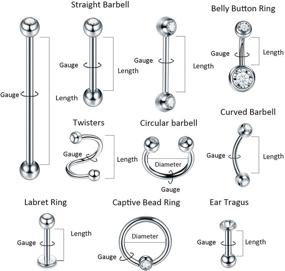 img 2 attached to 🔒 Aumeo Stainless Steel Piercing Jewelry Kit: 75-100PCS Nose Rings, Lip & Tongue Piercings, Tragus Cartilage Helix Daith Eyebrow Nipple Belly Rings - 14G 16G 20G - Piercing Tools Included