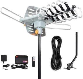 img 4 attached to 📺 Ultimate Digital Outdoor Amplified HD TV Antenna: 150-Mile Range, Supports 4K 1080p, 2 TVs, 33ft Coax Cable, Adapter & Mounting Pole