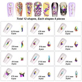 img 3 attached to 💎 FITDON Nail Rhinestones Set: Multi-Shapes Glass Crystal AB & Clear Diamonds for DIY Nail Decoration