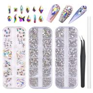 💎 fitdon nail rhinestones set: multi-shapes glass crystal ab & clear diamonds for diy nail decoration logo