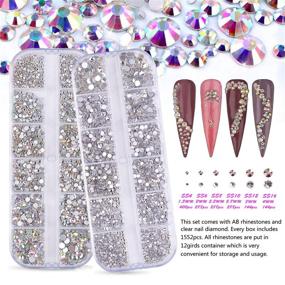 img 2 attached to 💎 FITDON Nail Rhinestones Set: Multi-Shapes Glass Crystal AB & Clear Diamonds for DIY Nail Decoration