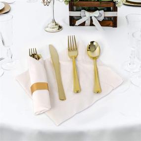 img 3 attached to 🍽️ Gold Disposable Cutlery Set - Individually Wrapped, BPA-Free, Including Plastic Knives, Forks, Spoons, and Napkins - Ideal for Parties and Events, 60 Packs Available