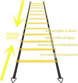img 1 attached to Высококачественная лесенка с 12 ступенями для тренировок скорости и футбола - в комплекте сумка для переноски для упражнений на гибкость и прыжки.