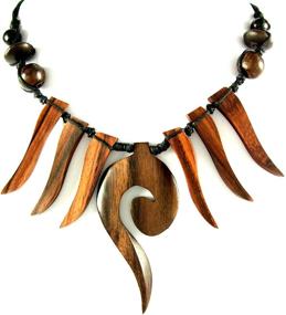 img 4 attached to 🔥 Handmade Boho Tribal Sono Wood Pendant Necklace with Adjustable Cord - Natural Swirl Design (18 to 28 inches) - DA033