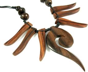 img 3 attached to 🔥 Handmade Boho Tribal Sono Wood Pendant Necklace with Adjustable Cord - Natural Swirl Design (18 to 28 inches) - DA033