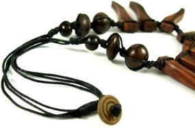 img 1 attached to 🔥 Handmade Boho Tribal Sono Wood Pendant Necklace with Adjustable Cord - Natural Swirl Design (18 to 28 inches) - DA033