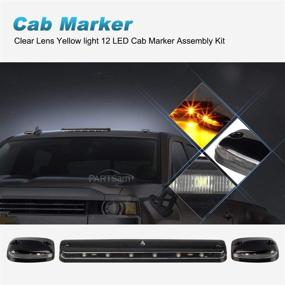 img 3 attached to Partsam 3PCS Clear Lens Cab Roof Marker Lights 12LED Amber Top Assembly - Compatible with Silverado/Sierra 1500 2500 3500 2500HD 3500HD 2007-2014 - Quality Light Upgrade