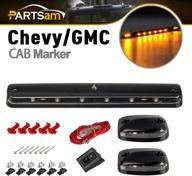 partsam 3pcs clear lens cab roof marker lights 12led amber top assembly - compatible with silverado/sierra 1500 2500 3500 2500hd 3500hd 2007-2014 - quality light upgrade logo