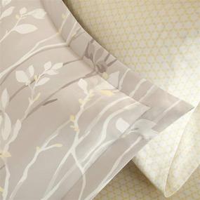 img 3 attached to 🌸 Madison Park Essentials Cozy Bed in a Bag Comforter Set - Trendy Floral Design, Complete Cotton Sheet Set, All Season Cover, Decorative Pillow, Vaughn, Taupe Queen (90"x90") - 9 Piece