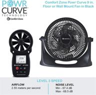 💨 comfort zone powrcurve czhv101bs-eu black floor fan 6-blade, 3-speed control, 180-degree adjustable tilt, wall-mountable, 9-inch logo