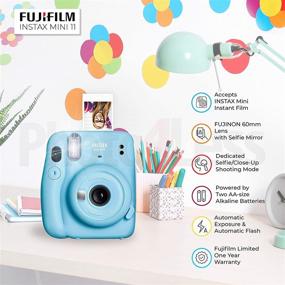 img 1 attached to Fujifilm Instax Mini 11 Instant Camera Instax Mini Twin Pack Film Hanging Frames Plastic Frames Case Close Up Filters - All Inclusive Bundle! (Sky Blue)