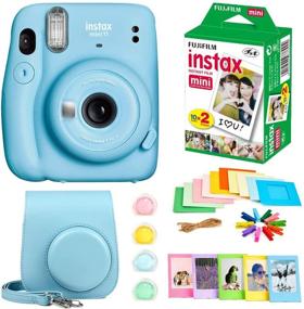 img 4 attached to Fujifilm Instax Mini 11 Instant Camera Instax Mini Twin Pack Film Hanging Frames Plastic Frames Case Close Up Filters - All Inclusive Bundle! (Sky Blue)
