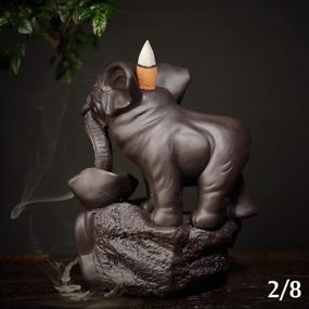 img 3 attached to 🐘 Wangstar Backflow Incense Holder Waterfall Incense Burner Elephant Incense Cones Sticks Holder Ceramic Figurine Home Decor Gift Decorations Statue (Little Elephant) - Enhanced SEO