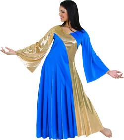 img 2 attached to 👗 Body Wrappers 592 / 592XX Women's Metallic Asymmetrical Bell Sleeve Praise Dance Dress - Enhanced SEO