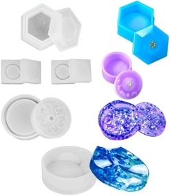 img 4 attached to 🌸 HOMEIDOL Jewelry Box Silicone Molds - Sakura Hexagon Resin Casting Set with Lid and Bonus Clear Mini Molds