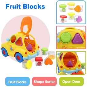 img 3 attached to MUSICAL Car Toy for Baby Girls and Boys (12-18 Months) - Shape Sorter, Infant Learning, Matching Game with Music, Lights, Fruit Puzzles - Educational Toddler Toys - Ideal Gifts for 1-2 Year Old Kids