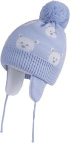 img 4 attached to 🧒 Stay Warm With Connectyle Toddler Boy Knit Earflap Beanie Hat - Perfect Fleece Lined Winter Hat for Kids