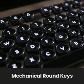 img 1 attached to 🔲 Azio Retro Classic Bluetooth Keyboard: Винтажная кожаная механическая клавиатура с подсветкой, отделкой из орехового дерева - идеально подходит для ПК/Mac (MK-RETRO-W-01B-US)