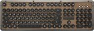 🔲 azio retro classic bluetooth keyboard: винтажная кожаная механическая клавиатура с подсветкой, отделкой из орехового дерева - идеально подходит для пк/mac (mk-retro-w-01b-us) логотип