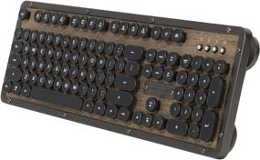 img 3 attached to 🔲 Azio Retro Classic Bluetooth Keyboard: Винтажная кожаная механическая клавиатура с подсветкой, отделкой из орехового дерева - идеально подходит для ПК/Mac (MK-RETRO-W-01B-US)