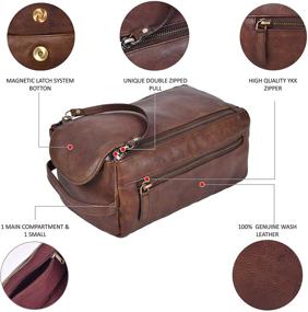 img 3 attached to 🧔 Premium Leather Shaving Bags: Ultimate Toiletry Kit for Traveling Men