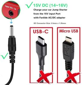 img 2 attached to 🔌 Высококачественное зарядное устройство питания 15V 1A для автомобильного стартера | Лучшее для TACKLIFE T6, DBPOWER DJS50, GOOLOO, BEATIT - Пиковая мощность 450A-1000A | Надежный сетевой кабель для автомобильного усилителя батареи