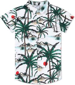 img 4 attached to 🍍 Hawaiian Hibiscus Pineapple Turquoise Boys' Tops, Tees & Shirts for Children